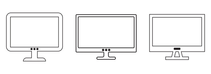 computer icons set. Electronic devices, technology, computers, mobile phones. Set of Device icon collection. Smartphone, tablet, laptop and desktop computer symbol. vector Illustration. eps 10