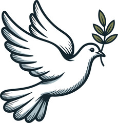Obraz premium Dove of Peace A symbolic white dove carrying an olive branch