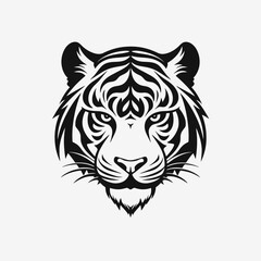 Tiger face animal feline predator mammal wildlife bengal striped head wildcat carnivore zoo nature art silhouette