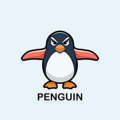 A playful illustration of an angry penguin character, showcasing its unique personality. This design is perfect for children's products, educational materials.