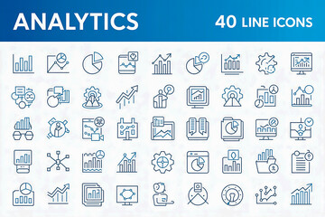 Analytics line editable icon set