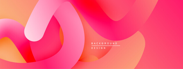 Abstract fluid shapes, vibrant gradients. Warm colors dominate, creating dynamic visual flow. Modern design element.