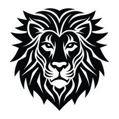 Obraz premium Majestic Lion Head Tribal Style Vector Art, Black and White