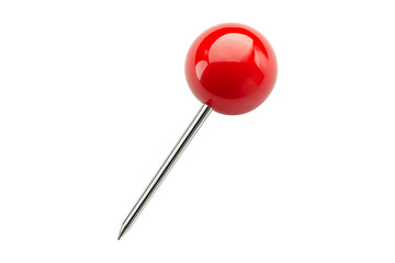 Red pin push pin isolated on transparent background