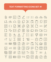 Text Formatting Outline Icons Set – Minimalist Vector Line Icons for Typography, Editing, and UI Design 