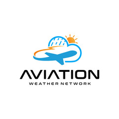 Creative Colorful Aviation Airplane Cloud Weather Logo Icon Design Concept