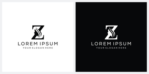 Naklejka premium initial letter Z face beautiful woman logo design, cosmetic and beauty graphic icon concept