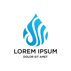 Modern Abstract Water Drop Flowing Waves Shape Symbol Business Logo