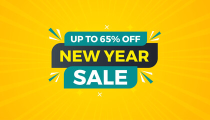 New Year Offer Sale Banner vector template. New Year Discount vector graphic element. Super shop label Promo design. Product opening festival background collection.