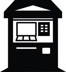 silhouette of atm machine on white background