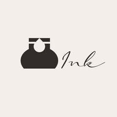 Minimalist Geometric Ink Bottle Stationery Liquid Drop Logo Brand Icon