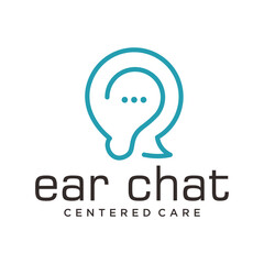 Modern Minimalist Ear Chat Bubble Speech Logo Communication Identity Design