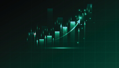 Stock market investment business graph and chart with isolated growth arrow illustration design on financial background.