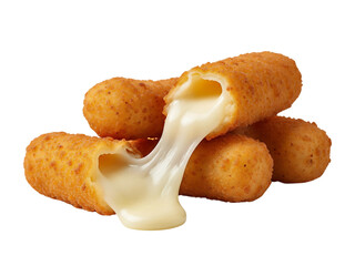 Crispy Mozzarella Sticks with Gooey Melted Cheese on Transparent Background