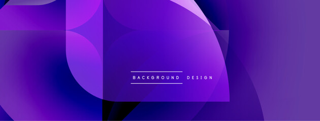 Abstract purple design features overlapping shapes, gradients. Modern aesthetic suitable for backgrounds, presentations. Minimalist style.