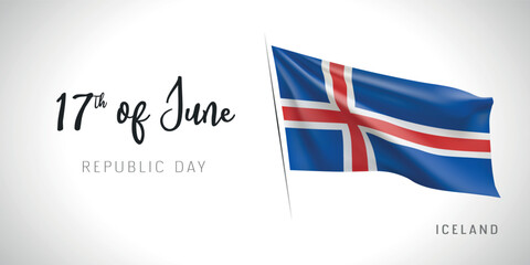 Fototapeta premium Iceland republic day vector banner, greeting card