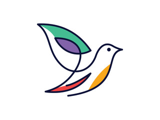 Colorful Abstract Bird Line Art Minimalist Vector Illustration