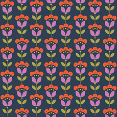 Modern cute floral art deco seamless pattern. Vector damask illustration with leaves. Decorative botanical background. Textile Geometric seamless flower pattern.