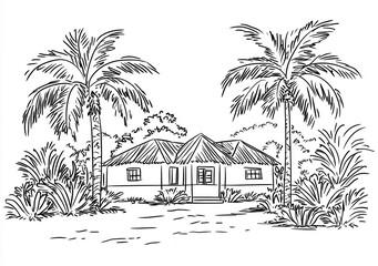 Casa tropicale in stile lineare