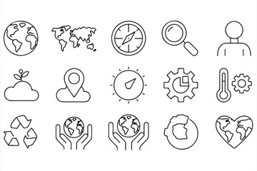 Modern vector symbols for climate change, sustainability, and ecology