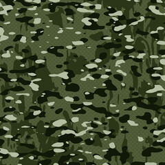 Dynamic camouflage print for freshwater sport applications, featuring bold natural tones, suitable for apparel textures, gear mockups, and nature-themed designs