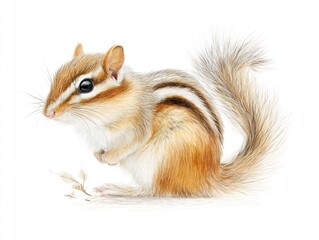 Obraz premium Cute Chipmunk with Striped Fur and Fluffy Tail in Natural Setting