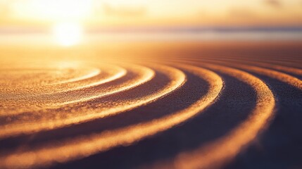 Fototapeta premium Golden sand patterns at sunset.