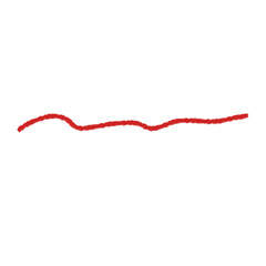 Red chalk line, charcoal highlight stroke doodle. Pencil underline, kid crayon strip, brush line in sketch style. Grunge texture. Hand drawn vector illustration isolated on white background