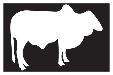 Cow Silhouette Icon – Minimal Bull Animal Shape Vector Graphic