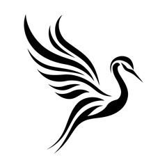 Obraz premium Flying bird silhouette in tattoo style on white background 