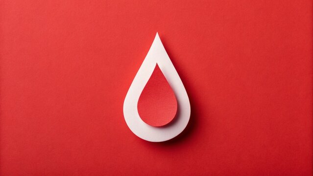 Paper Blood Droplet on Red Background Representing Hematologic Disorders