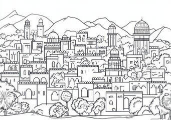 Paesaggio urbano stilizzato in bianco e nero