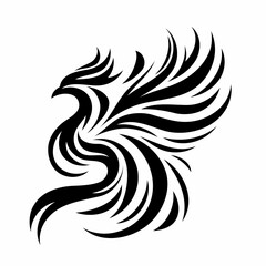 Obraz premium Fantasy bird in tattoo style with black curved lines 