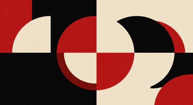 Geometric Harmony: Abstract Composition with Circular and Rectangular Elements