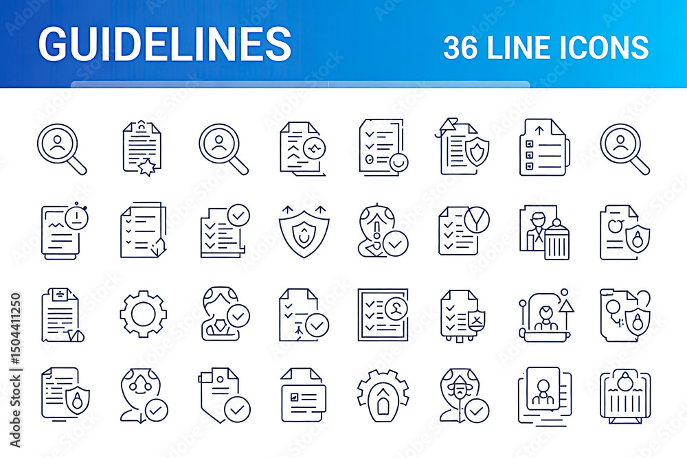Poster guideline line editable icon set. editable stroke. vector illustration