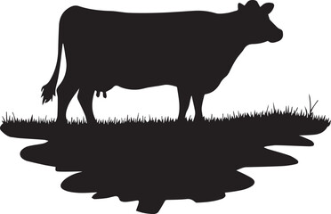 silhouette of a cow