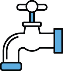Outline icon of a water tap with a water drop on TB.eps