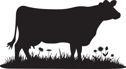 black and white cow  silhottee