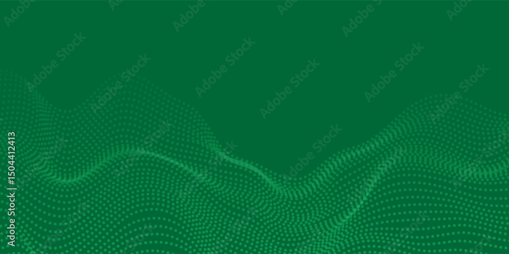 Aufkleber abstract green particle background. flow wave with dot landscape. digital data structure. future mes