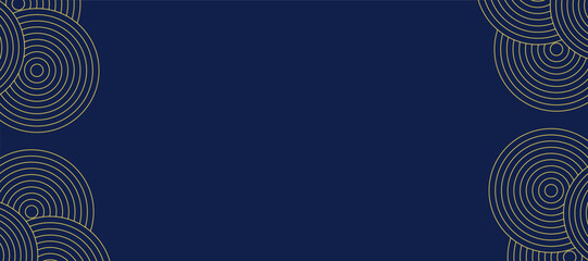 Radiant circle dark blue and gold colors for illusion background. Blue and gold luxury pattern background. Abstract circle overlap pattern design with shadow. EPS10 vector