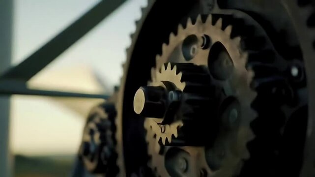 Close-Up of a Wind Turbine&rsquo;s Gearbox Highlighting Engineering