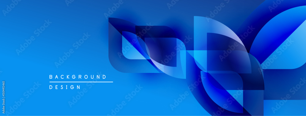 Aufkleber Abstract blue design. Dynamic shapes overlap, creating modern visual effect. Gradient shades enhance depth, texture.
