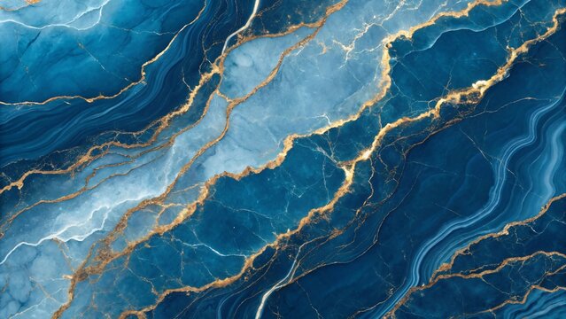 Elegant blue marble texture with gold veins for luxury background designs and projects
