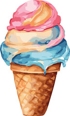 Watercolor vector illustration of a sweet ice cream