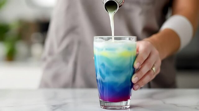 Simple pouring of a multi color gradient drink