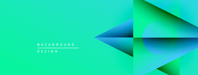 Abstract gradient background. Turquoise, teal, blue hues blend smoothly. Geometric shapes create dynamic visual effect. Minimalist design.