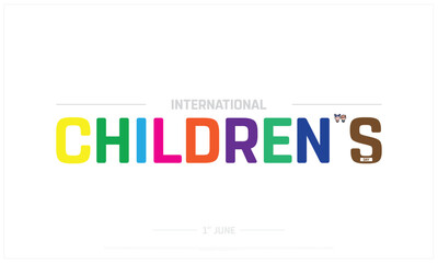 International Children's Day on white background, Typographic Design of International Children's Day, Vector Design of International Children's Day, International Children's Day Design