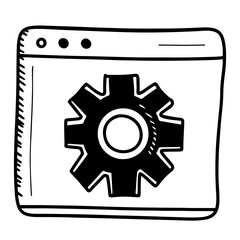 Gear icon vector illustration showing a mechanical cog symbol for settings or technology use