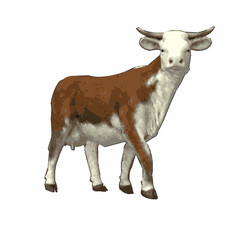 Clean vector illustration of a standing cow, showcasing a farm animal in a minimal style.