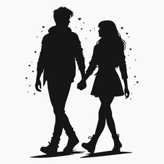 silhouette of a couple holding hands